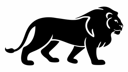 Obraz premium Majestic lion walking in profile view with strong mane