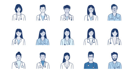 Diverse Medical Professionals Illustrations for Healthcare Use