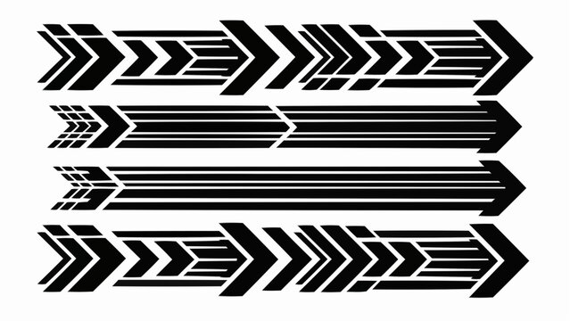 A series of aligned black arrows in varying quantities with parallel lines forming a striking visual pattern