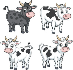 Fototapeta premium Cute Cows Collection for Children’s Designs