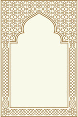 Beautiful islamic geometric pattern frame with arch shape and copy space for text