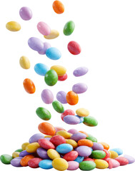 Vibrant Cascade of Colorful Easter Candy Jelly Beans Falling in a Sweet Pile