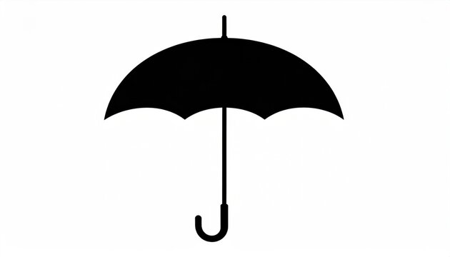 A black silhouette of a classic umbrella against a white background - Powered by Adobe