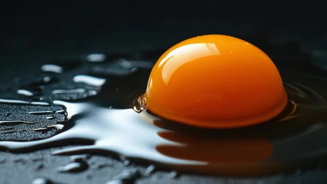 Footage A single orange egg resting on a small puddle of water, often used in still life or as a symbol for simplicity