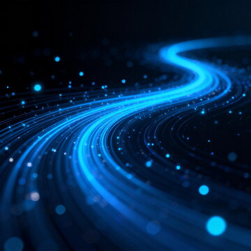 Abstract Blue Digital Fiber Optic Network