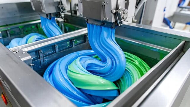 Colorful Candy Production: Machine Dispensing Swirled Sweetness