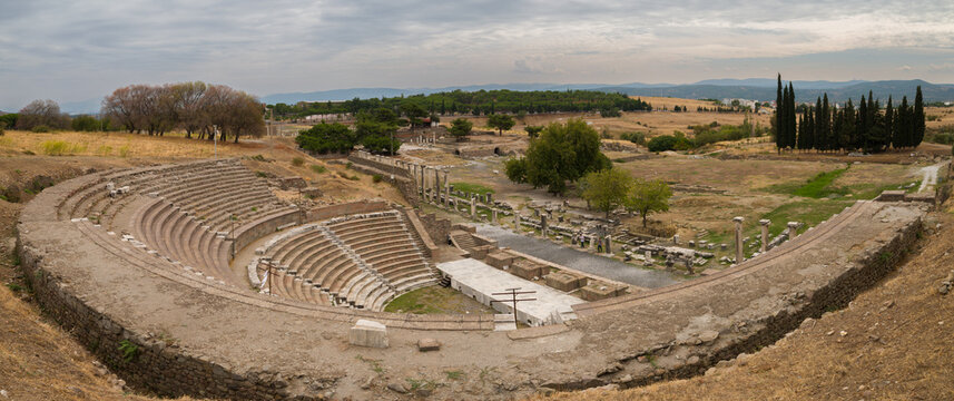 Pergamon Asklepieion ancient theatre. A temple of healing. Pergamon, Izmir, T&uuml;rkiye.