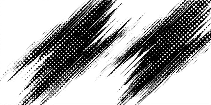 Glitch distorted grunge layer . Noise destroyed texture . Trendy defect error shapes . Overlay grunge texture . Distressed effect .Vector shapes with a halftone dots screen print texture