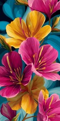 Fototapeta premium Vibrant Stylized Tropical Floral Abstract