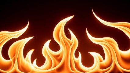 Abstract Fire Flames Background with Intense Orange and Yellow Glow. Seamless Border of Hot Burning Energy and Heat Illustration Concept.