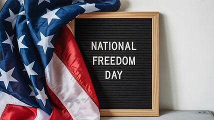 National freedom day with american flag and patriotic message 
