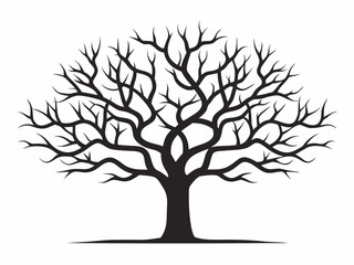 Fototapeta premium a black silhouette of a bare tree with many branches