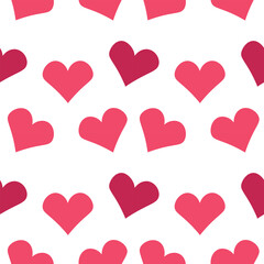 Seamless pink heart pattern on white background