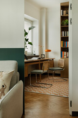 Cozy Home Office Nook with Natural Light and Serene Decor
