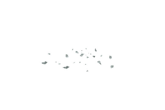 Pieces of glass fallen on the ground isolated on transparent background. PNG