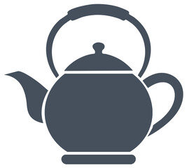 Obraz premium Stylized Teapot with Rounded Body, Handle and Spout Tea Service Graphic