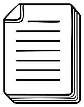 Stack of Lined Paper Sheets for Documents or Notes with a Single Corner Folded