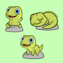 Adorable Baby Crocodile Cartoon Vector Illustration Collection