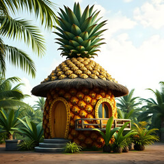 tropical garden with palm trees