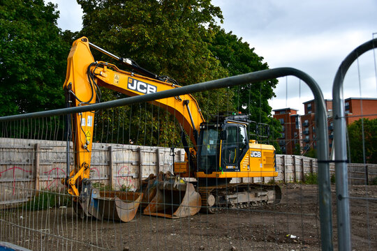 JCB digger on a building construction site 