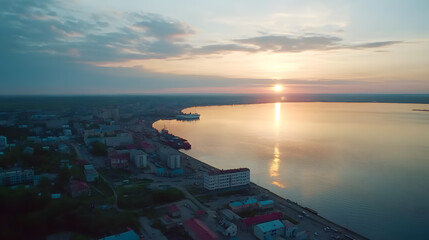 White Sea Timelapse Over Arkhangelsk Skyline E1C01629