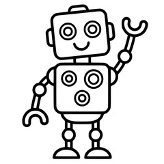 Robot Character Vector Illustration isolated PNG with Transparent Background