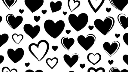 Black Heart Shapes Pattern Design isolated PNG with Transparent Background
