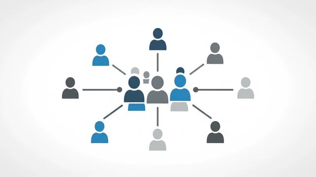 Business Team Network Connection Loop Animation, People Icons Linked in Social Communication Structure