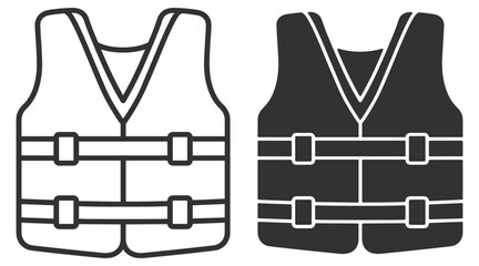 Life jacket vest icon, marine boating safety and outdoor water sport equipment, simple flat vector pictogram illustration on transparent background