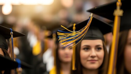 Graduation ceremony with students and mortarboards
