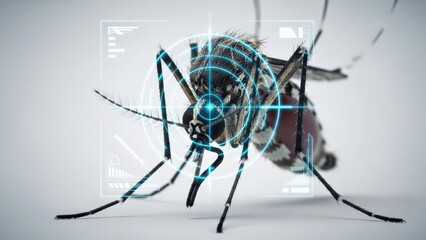 Detailed Close Up of Mosquito Target Scanning Technology Illustration Concept