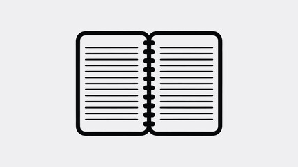 Minimalist illustration of an open spiral notebook with lined pages for note-taking Vector