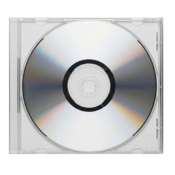 Blank cd disc in case, isolated on transparent background