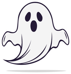 Obraz premium Cartoon Ghost with Open Mouth and Big Eyes Halloween Spooky Illustration