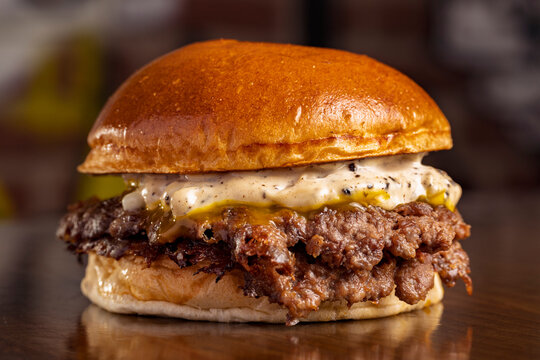 smash burger with sauce