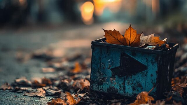 Footage A blue box with an arrow pointing down, sitting on the ground