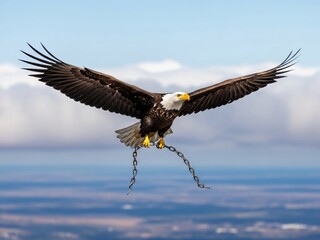 Obraz premium Majestic eagle soaring with chains