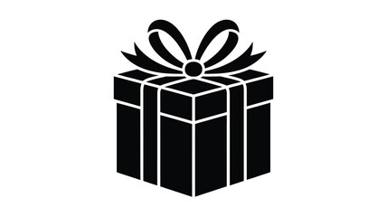 Fototapeta premium A simple black silhouette icon of a neatly wrapped gift box with a decorative bow on top Vector