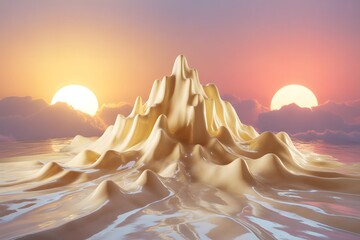 Sunset over snow-capped peaks