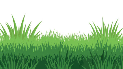 Obraz premium Illustration of a lush green grass border on a white background with varying shades of green and different blade lengths.