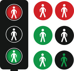 Pedestrian Traffic Light Symbols and Walk Don't Walk Signage Icons SetPedestrian Traffic Light Symbols and Walk Don't Walk Signage Icons SetPedestrian Traffic Light Symbols and Walk Don't Walk Signage