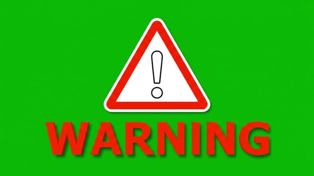 Warning sign with exclamation mark on green background