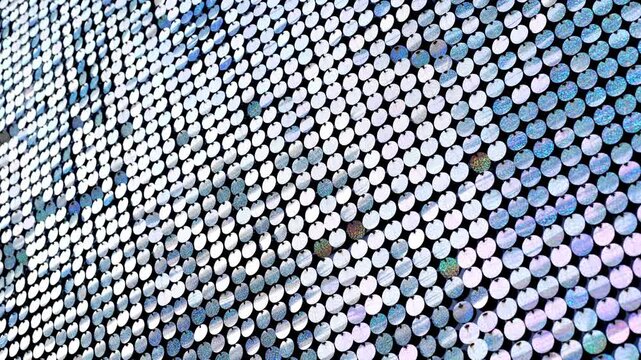 Aerial view of holographic scale pattern transitioning in natural light