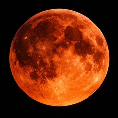 夜に輝く赤い月