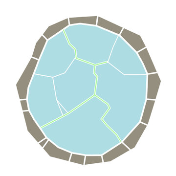 A circular diagram with sections and pathways, illustrating a conceptual framework or process, from a top-down viewpoint