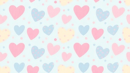 Pop and cute pastel color dot and heart pattern background illustration