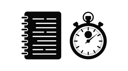 Fototapeta premium Efficient time management and planning indicated by notebook and stopwatch icons Vector