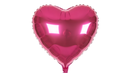 Glowing pink heart shaped balloon isolated on transparent background