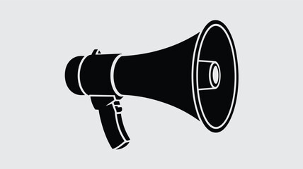 Black megaphone icon representing communication, announcement, and public address Vector