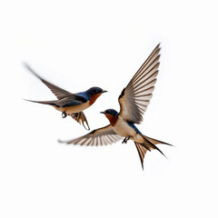Pair of Barn Swallows in Mid-Air Flight